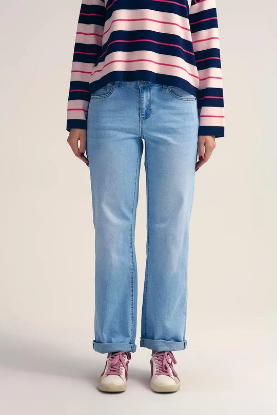 Straight-Leg Light Blue Jeans