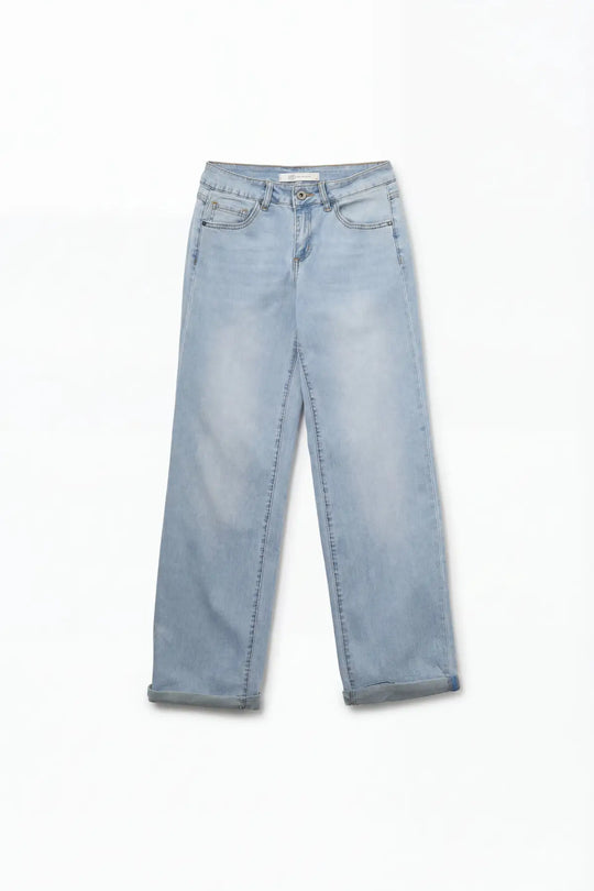 Straight-Leg Light Blue Jeans