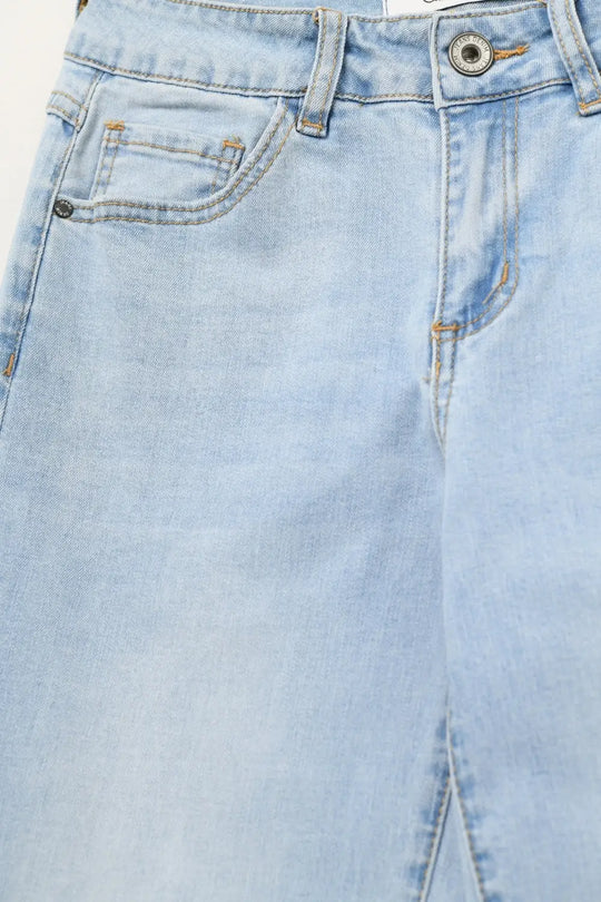 Straight-Leg Light Blue Jeans
