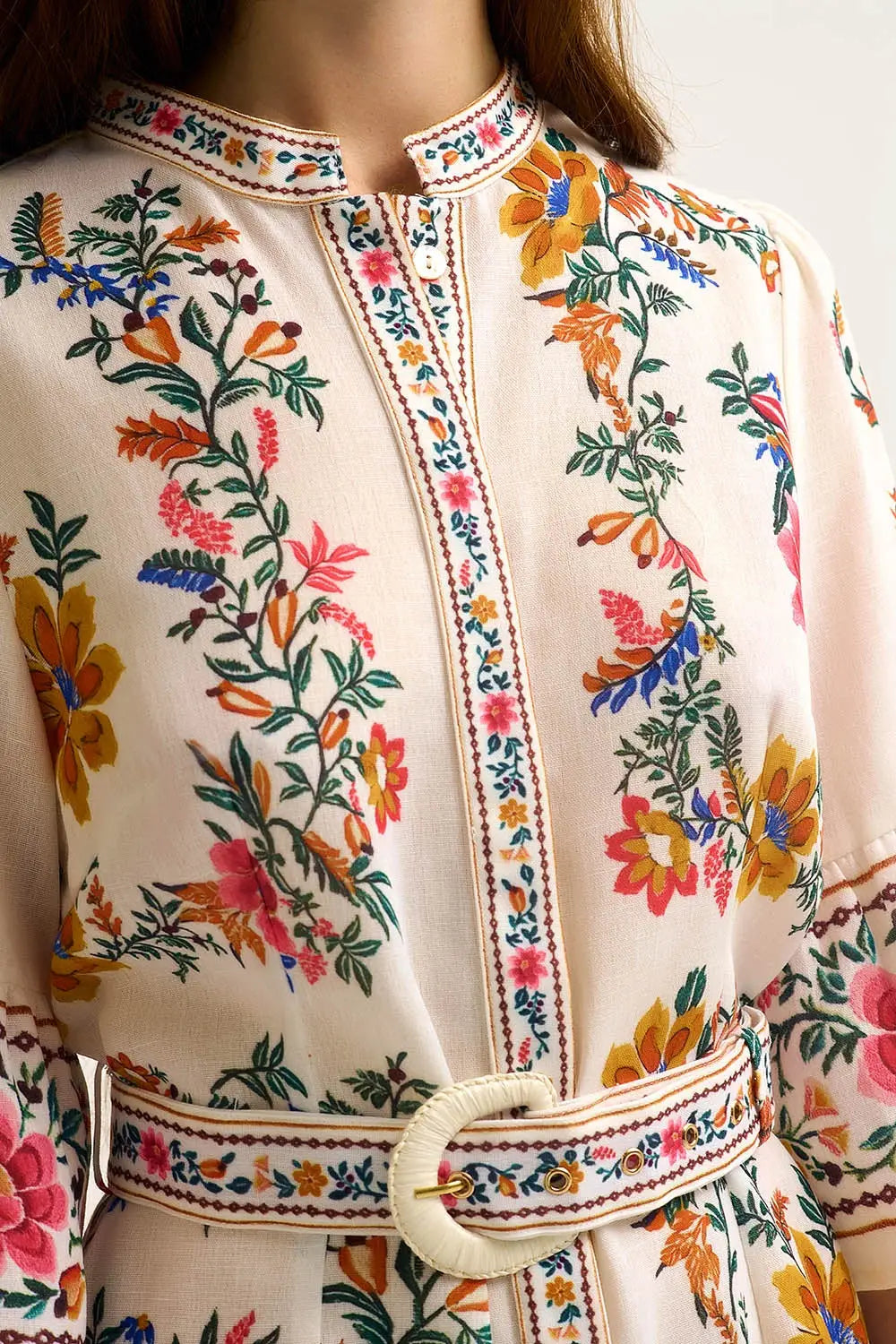 printed Floral Boho Mini Dress In white - Dresses