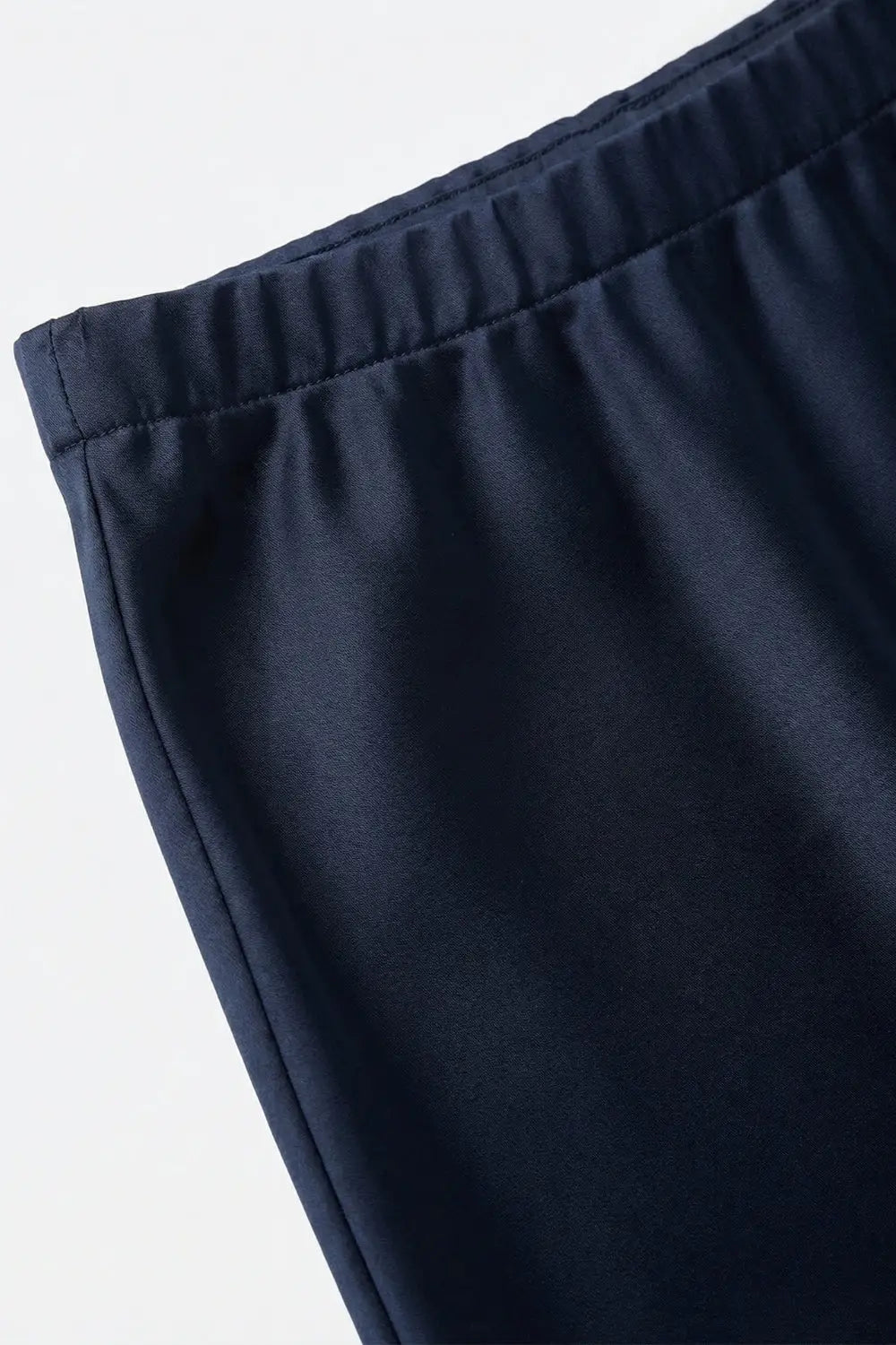 Navy Satin A-Line Midi Skirt - Skirts