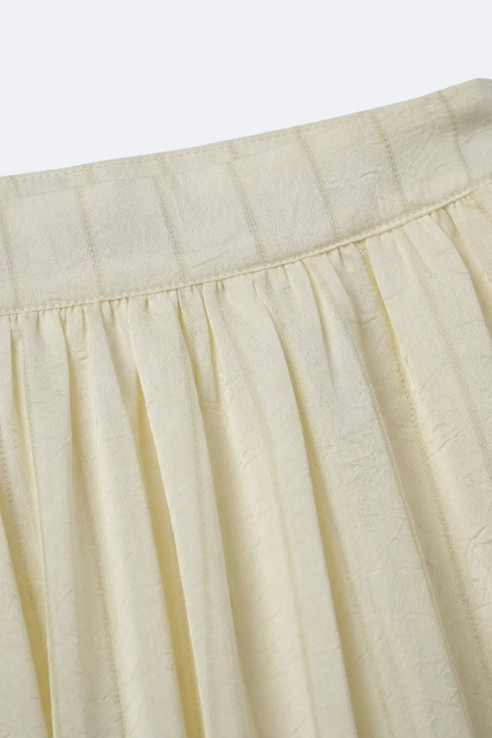 Cream Textured High-Waist Balloon Pants with Buttoned Cuffs - Pants
