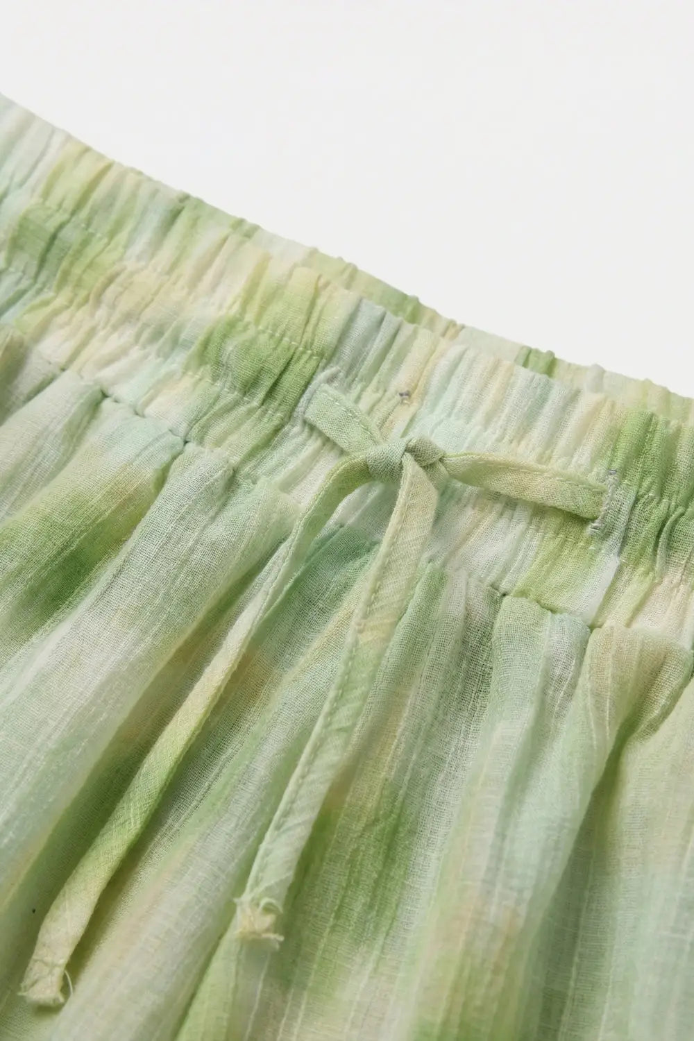 Tie-Dye Bubble Short with Elastic Drawstring Waist in lime color - Pants