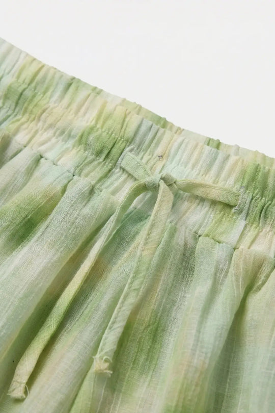 Tie-Dye Bubble Short with Elastic Drawstring Waist in lime color - Pants