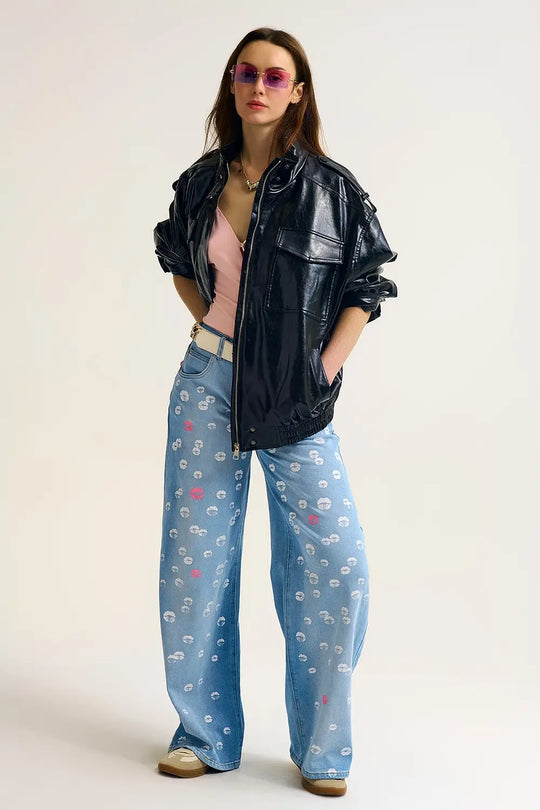 Shiny faux leather oversized Jacket in black - BLACK / ONE - Jackets