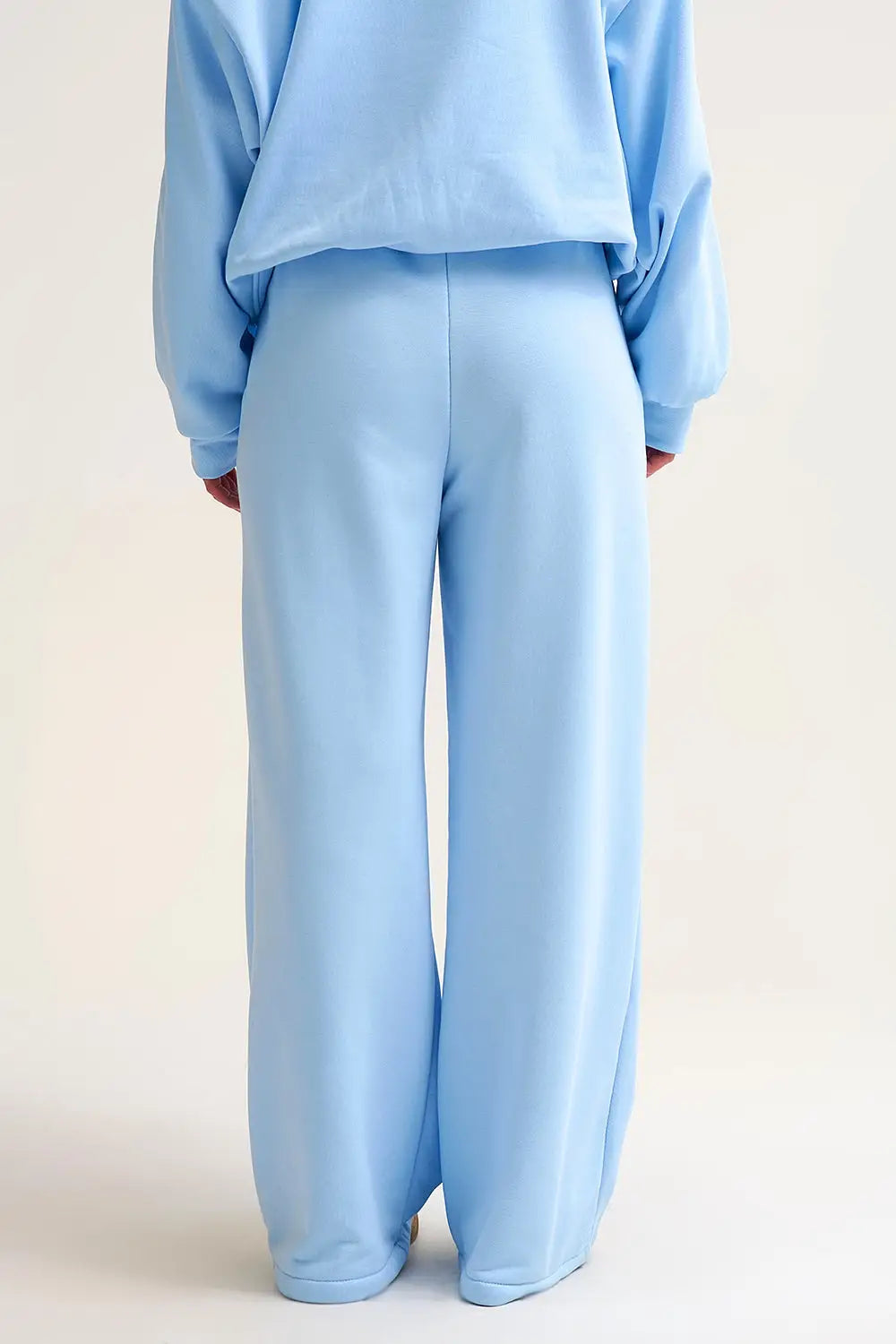 Baby Blue Knit Straight Fit Sweatpants with elastic waist and Tie - BLUE / ONE - Pants