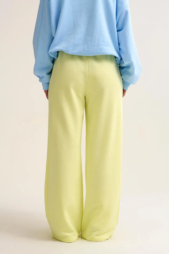 Yellow Knit Straight Fit Sweatpants with elastic waist and Tie - YELLOW / ONE - Pants