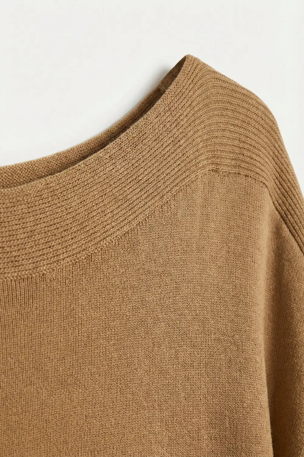 Relaxed camel boatneck sweater with dropped sleeves - CAMEL / ONE - Sweaters