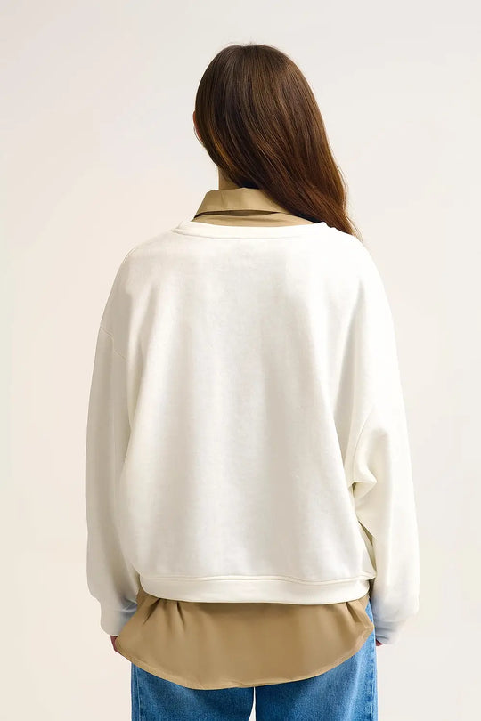 Côte d’Azur Embroidered Cream Sweatshirt - CREAM / ONE - Sweaters