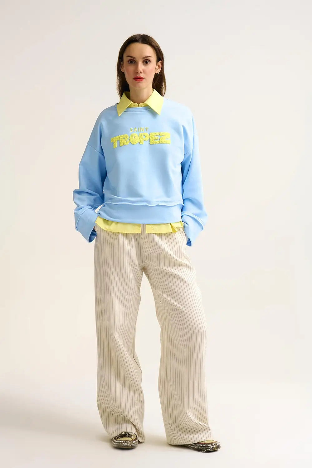 Saint Tropez Embroidered baby Blue Sweatshirt - BLUE / ONE - Sweaters