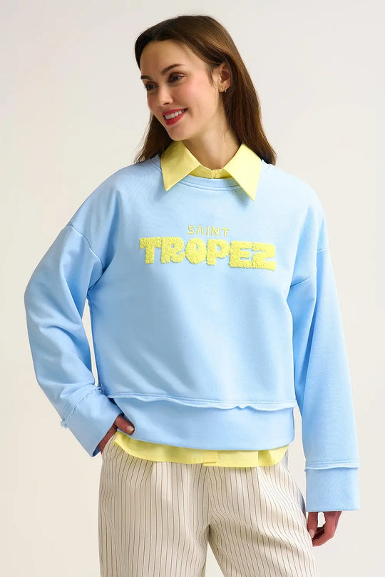 Saint Tropez Embroidered baby Blue Sweatshirt - BLUE / ONE - Sweaters