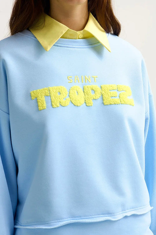 Saint Tropez Embroidered baby Blue Sweatshirt - BLUE / ONE - Sweaters