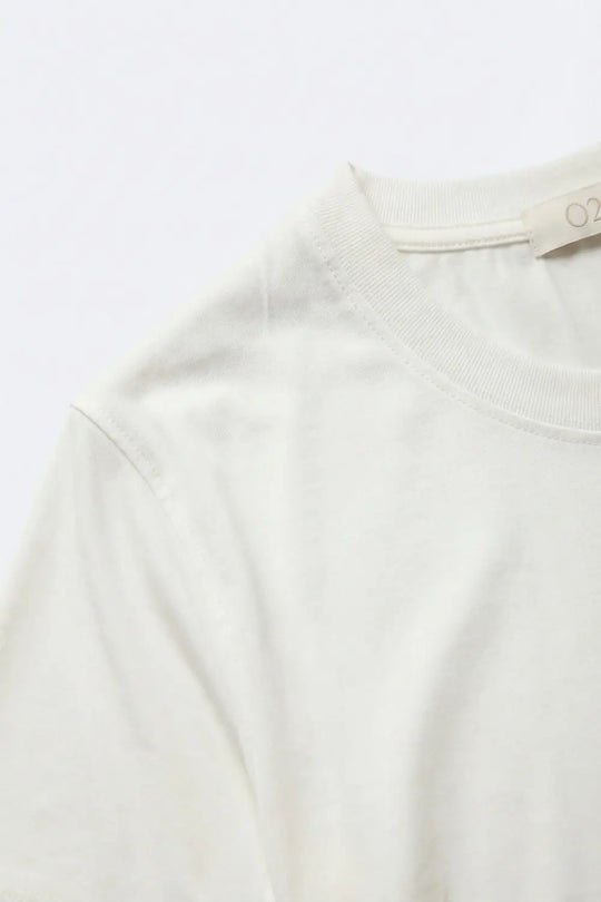 White basic Crew Neck Short Sleeve T-shirt in viscose fabric - T-Shirts