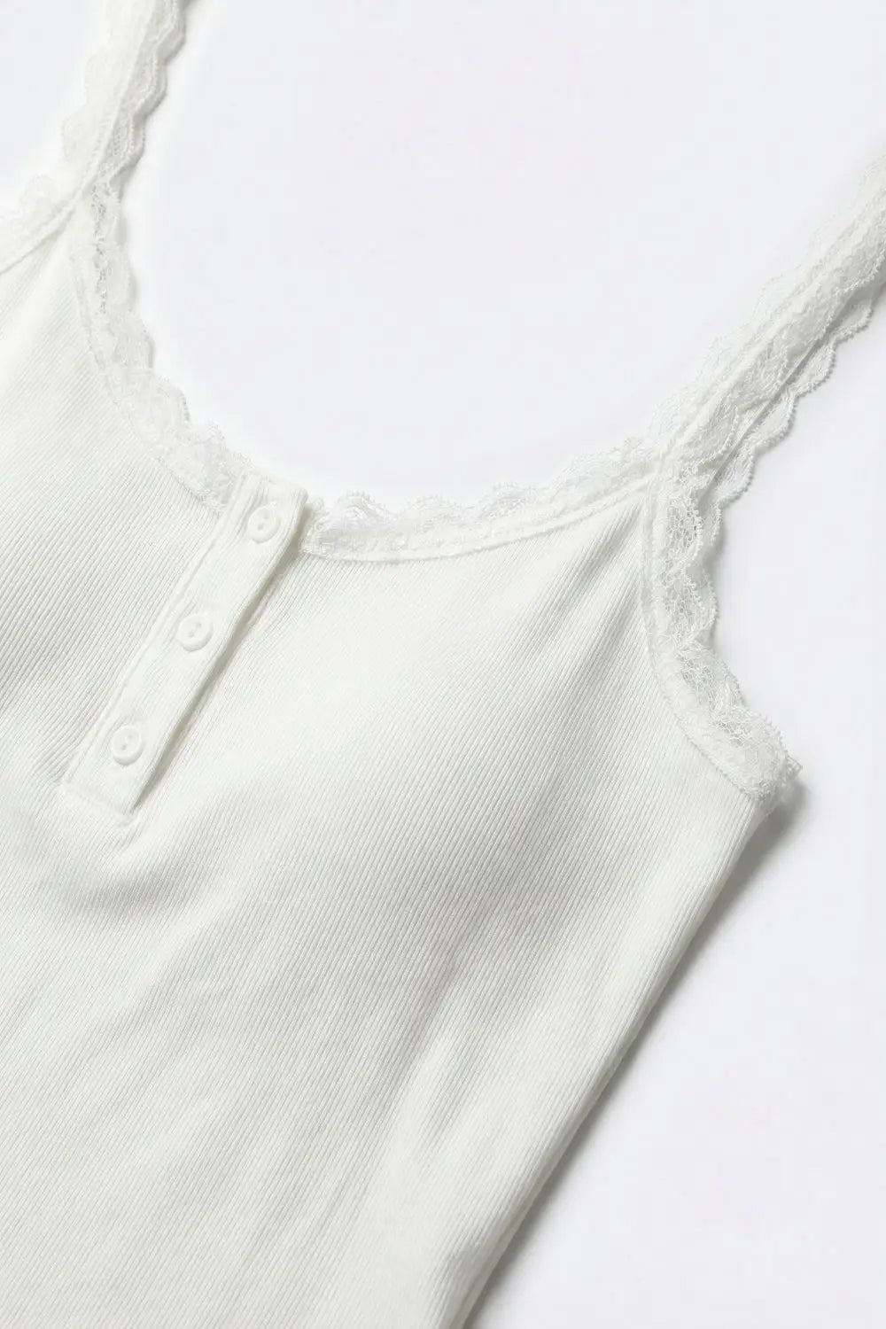 White Ribbed Knit Spaghetti Strap Tank Top - Tops