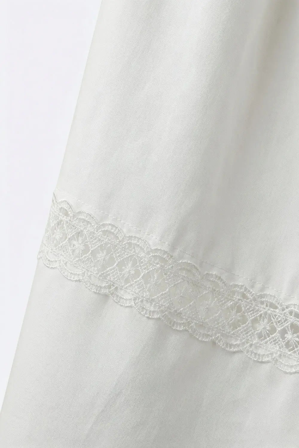 White poplin Maxi Skirt with Lace Detail - Skirts