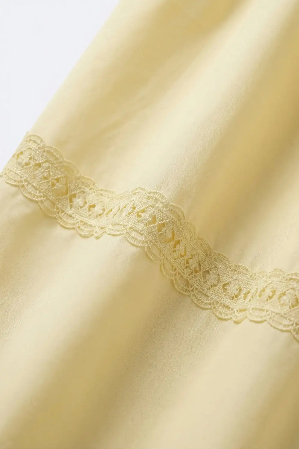 Yellow Poplin Maxi Skirt with Lace Detail - Skirts