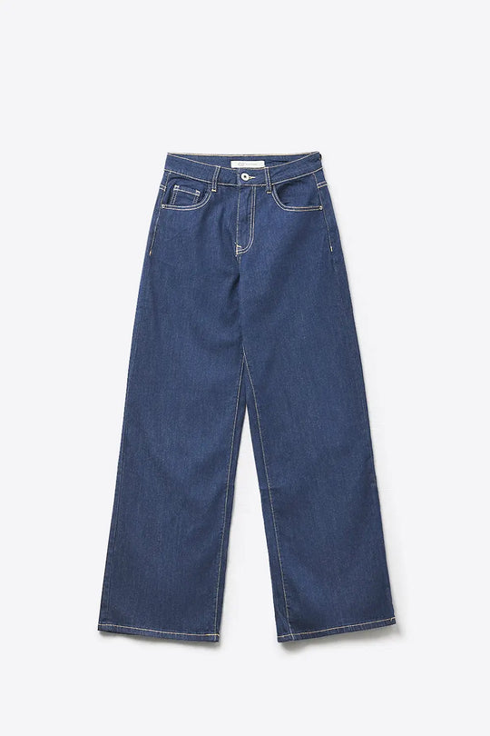 Blue Wide-Leg High-Rise Denim Jeans