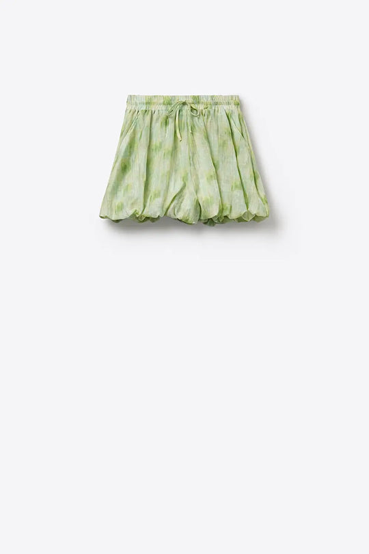 Tie-Dye Bubble Short with Elastic Drawstring Waist in lime color - Pants