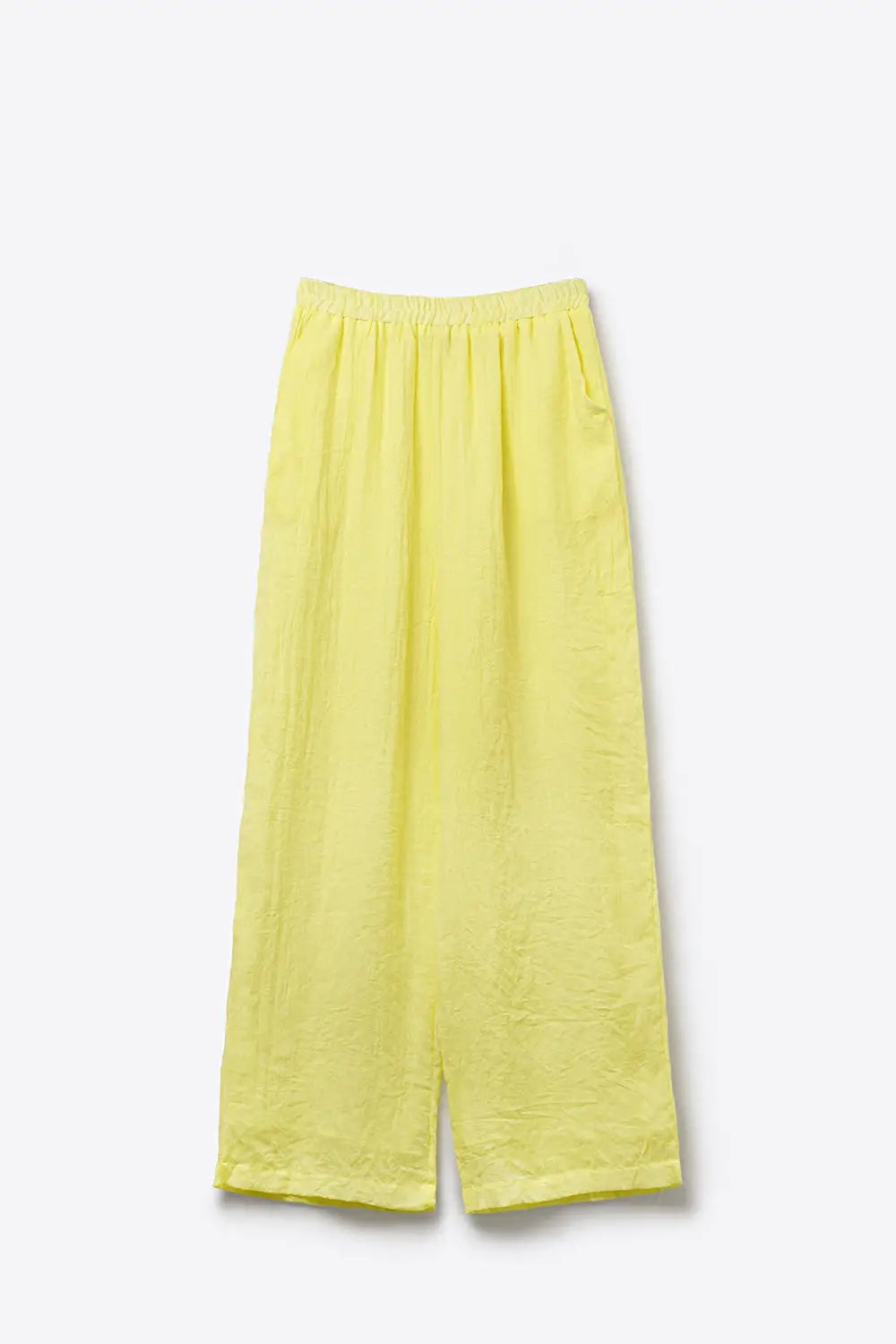 Yellow Wide-Leg Pants with sheer fabric - Pants