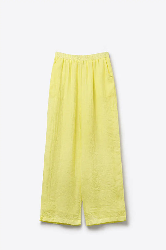 Yellow Wide-Leg Pants with sheer fabric - Pants