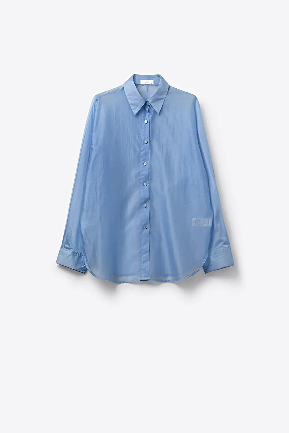 Sheer Sky Blue Button-Down Shirt with Relaxed Fit - Shirts