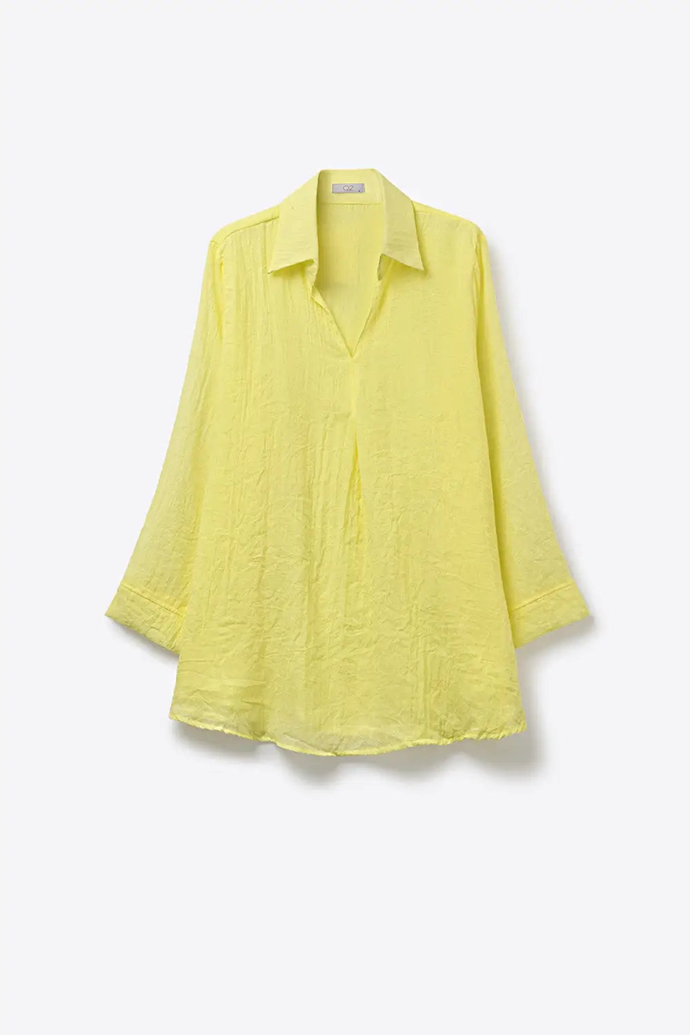 Yellow Relaxed Fit Tunic Shirt with sheer fabric - Shirts