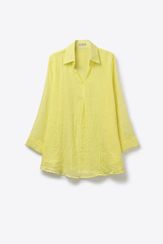 Yellow Relaxed Fit Tunic Shirt with sheer fabric - Shirts