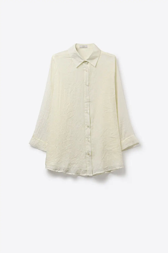 Lightweight Crinkled Shirt with Relaxed Silhouette in cream - Shirts
