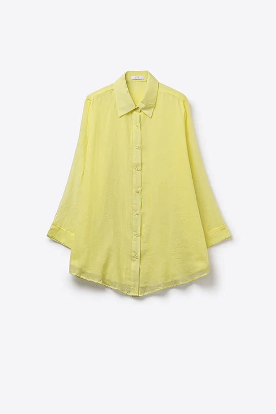 Yellow Relaxed Fit long Shirt with sheer fabric - Shirts