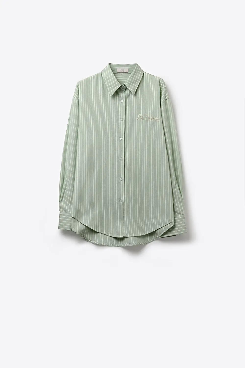 Light Green Striped Shirt with embroidered St. Tropez logo - Shirts