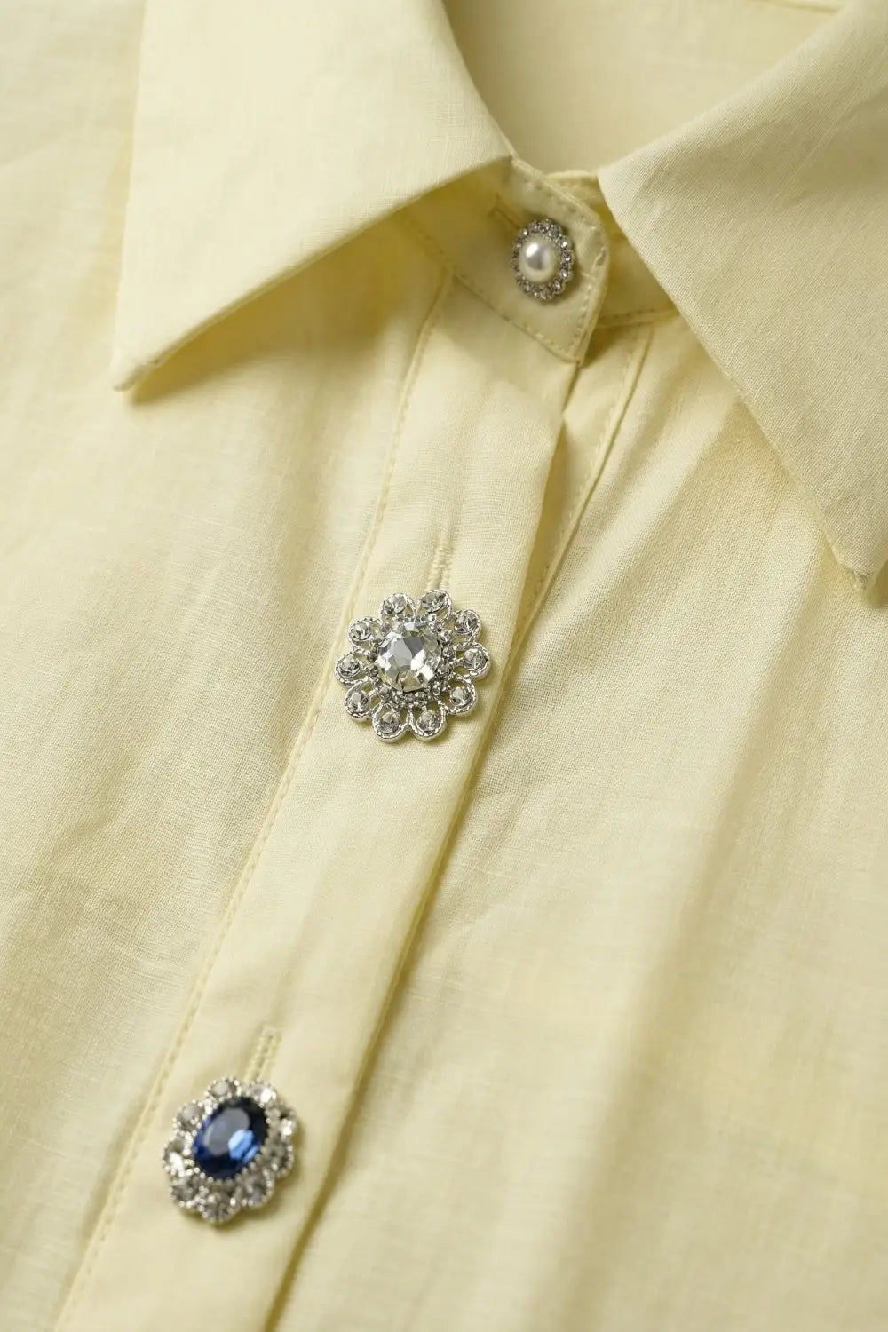 Butter Yellow Button-Up Shirt with buttons on cuff - Shirts
