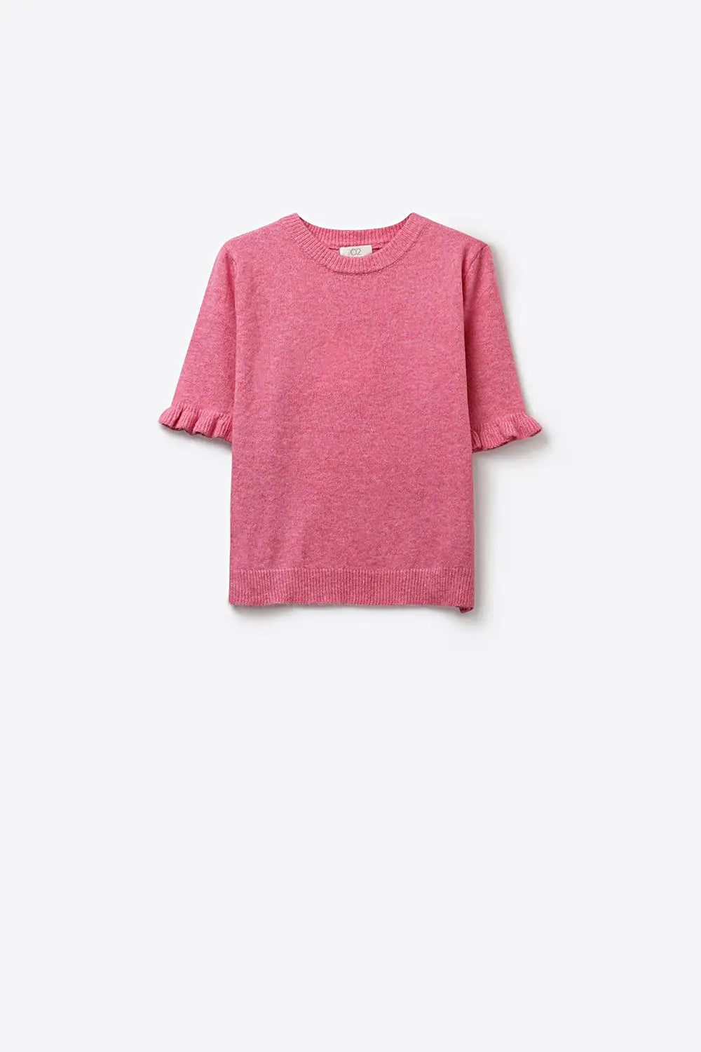 Pink Soft fluffy Knit sweater with Ruffled Sleeve Detail - PINK / ONE - Sweaters