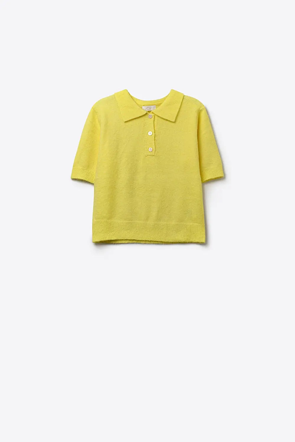 Yellow Knit Polo Shirt with Short Sleeves - YELLOW / ONE - Sweaters