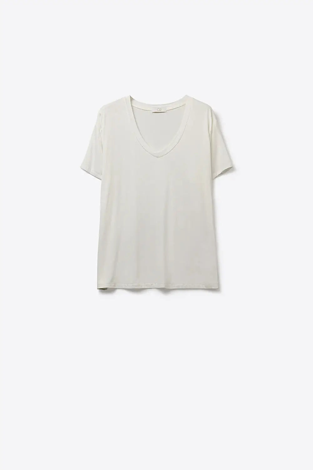White Soft wide V-Neck t-shirt in viscose fabric - WHITE / ONE - T-Shirts