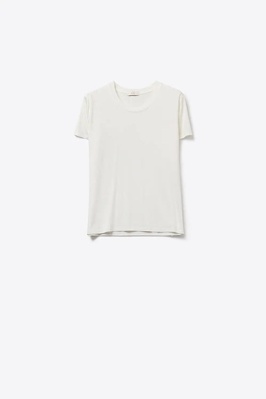 White basic Crew Neck Short Sleeve T-shirt in viscose fabric - T-Shirts