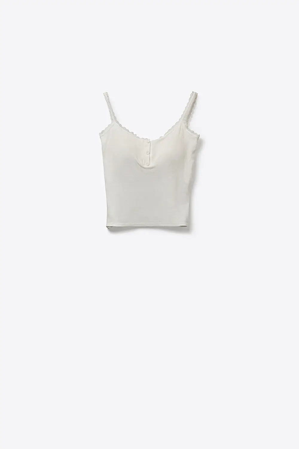 White Ribbed Knit Spaghetti Strap Tank Top - Tops