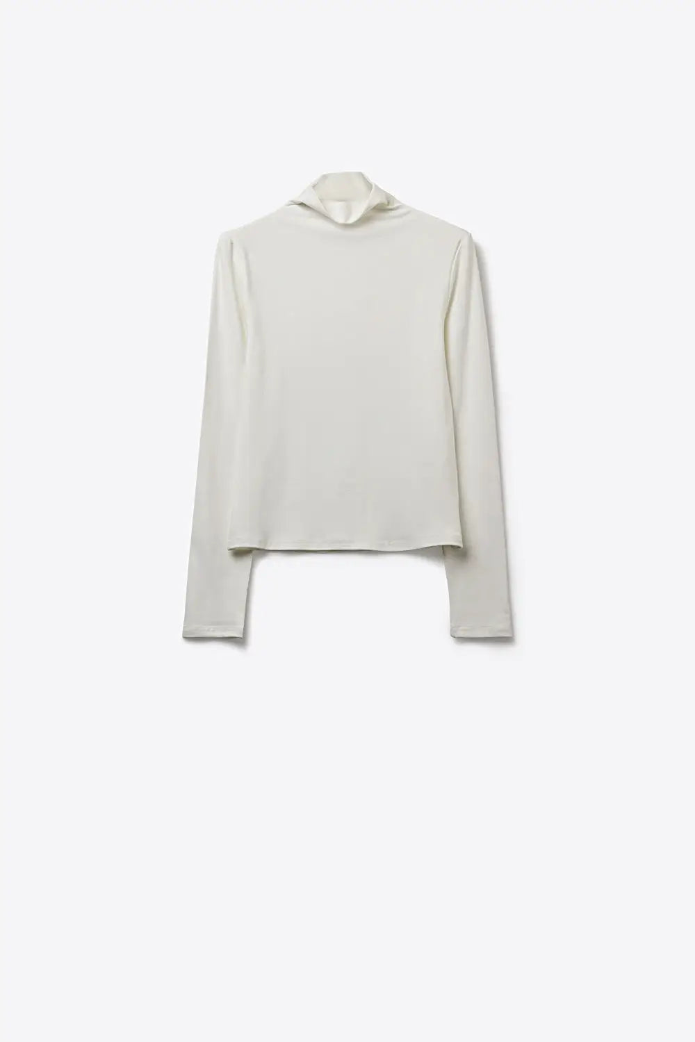 White Long Sleeve Slim Fit Turtleneck t-shirt in fabric viscose