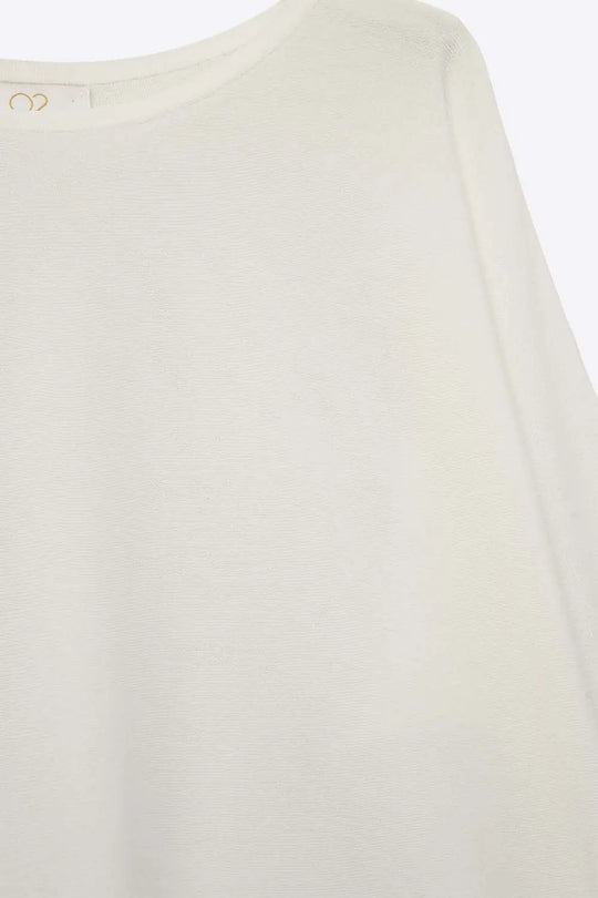 Oversized Sweater in White with Elbow-Length Sleeves - WHITE / ONE - Sweaters