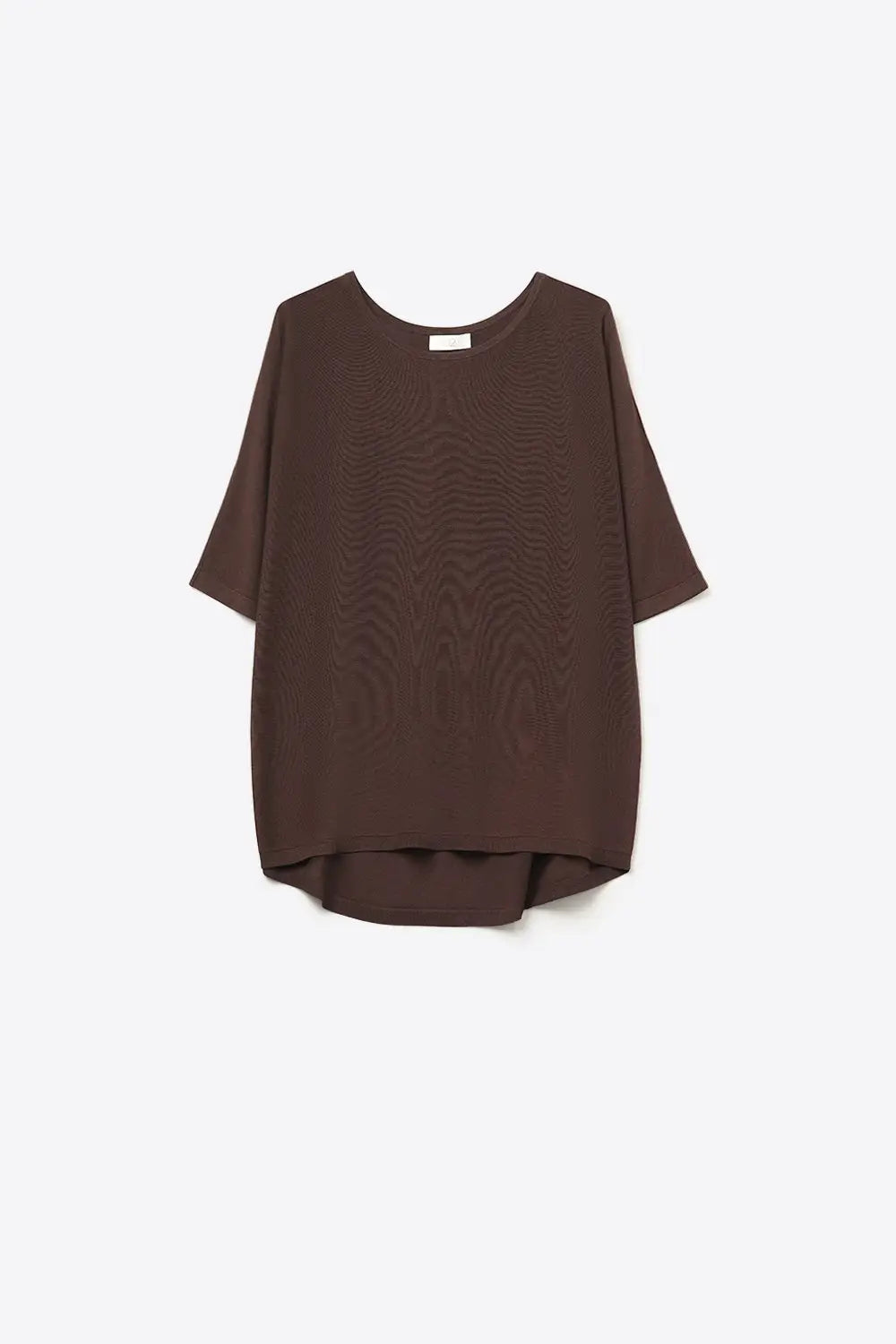 Oversized Sweater in Brown with Elbow-Length Sleeves - BROWN / ONE - Sweaters