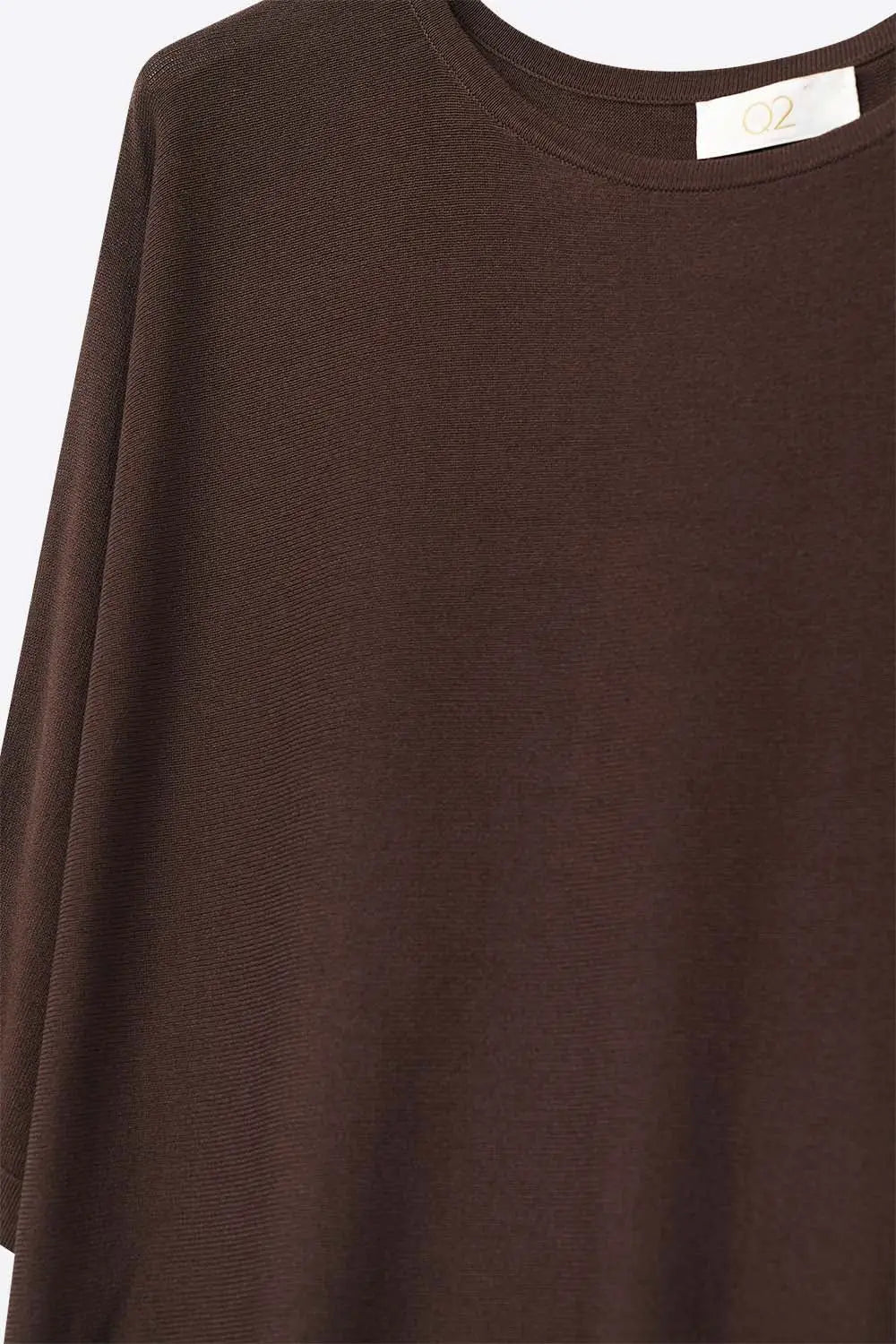 Oversized Sweater in Brown with Elbow-Length Sleeves - BROWN / ONE - Sweaters
