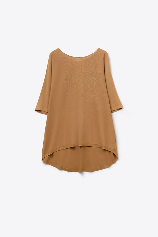 Oversized Sweater in Camel with Elbow- Length Sleeves - CAMEL / ONE - Sweaters