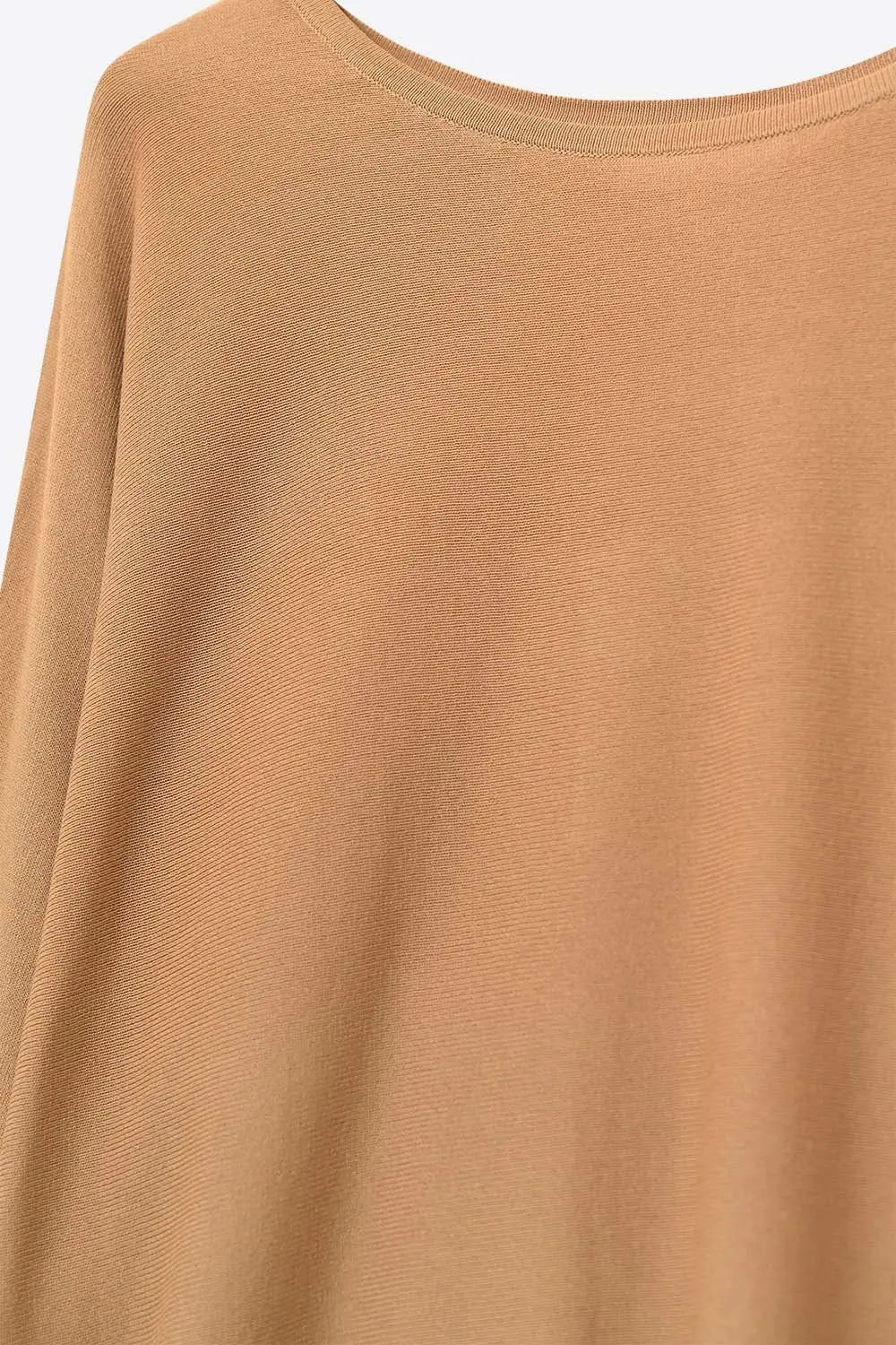 Oversized Sweater in Camel with Elbow- Length Sleeves - CAMEL / ONE - Sweaters