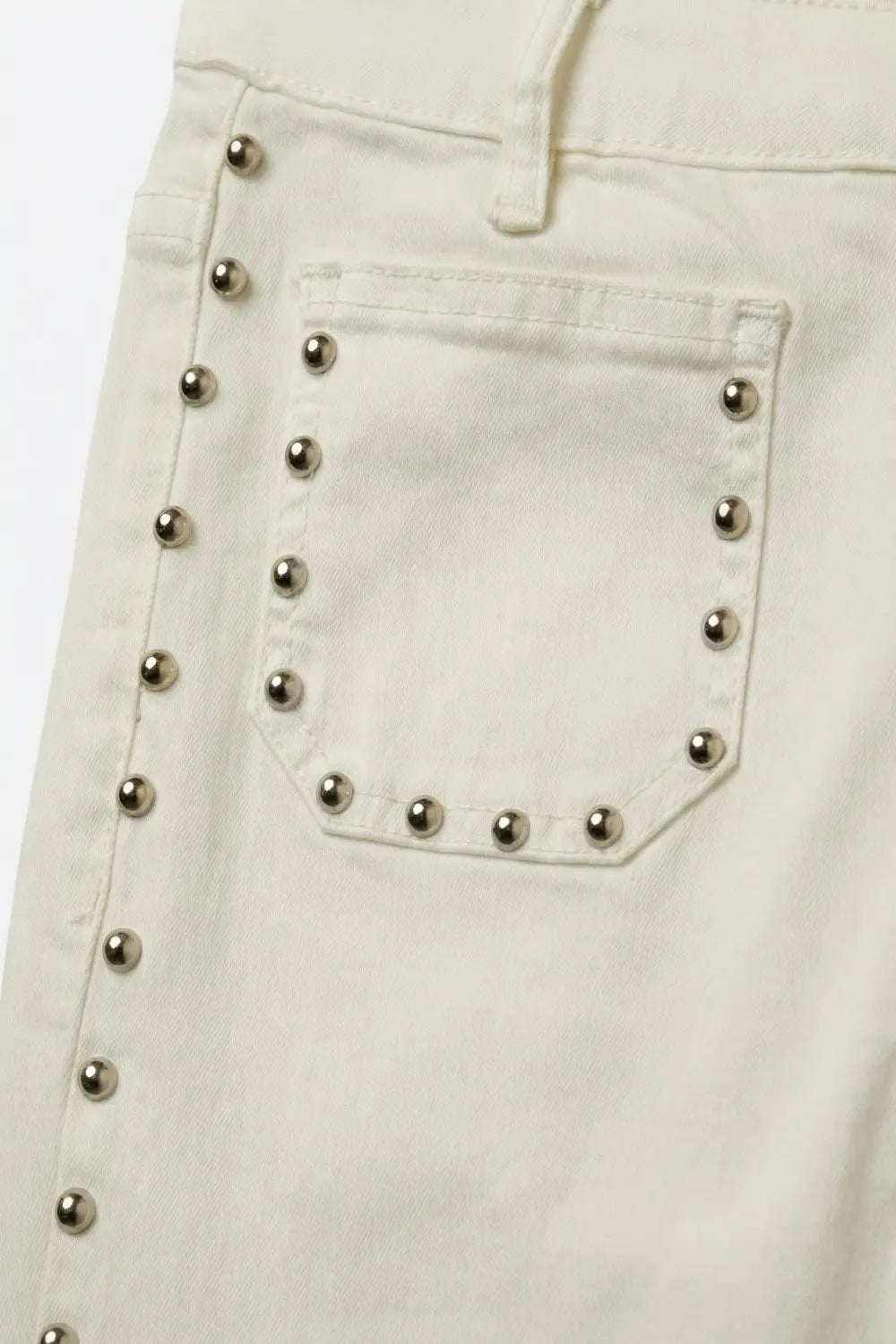Cream Flared Jeans with Studded Trim Detail - Colored Jeans