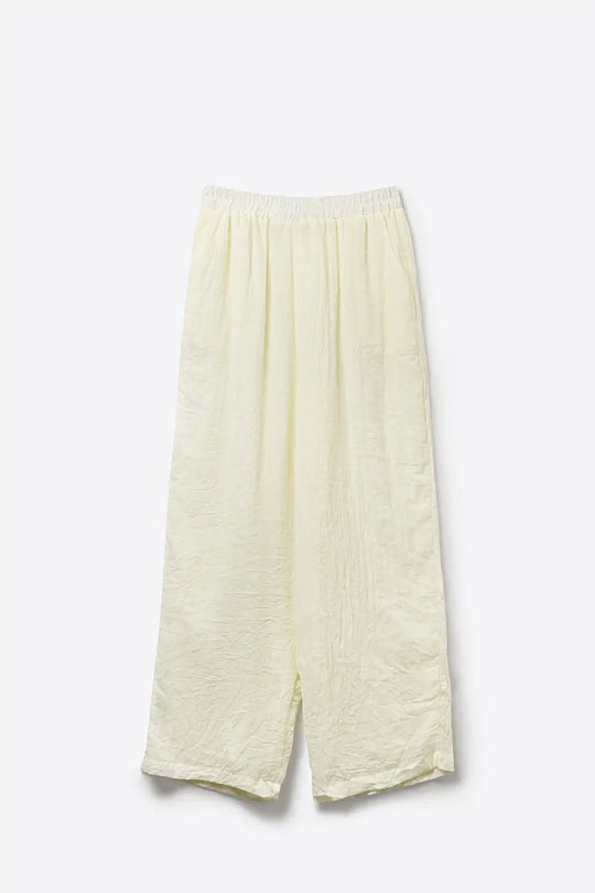 Cream Wide-Leg Pants with sheer fabric - Pants