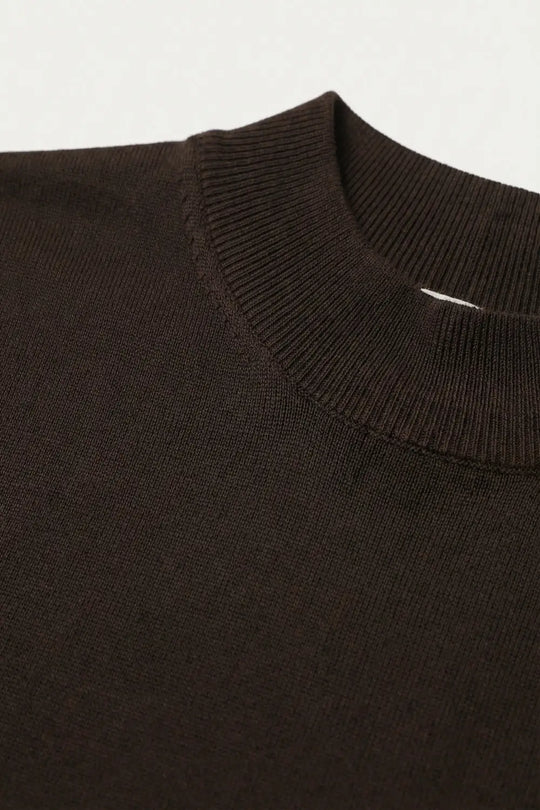 Brown turtleneck sweater with fitted short sleeves - BROWN / ONE - Sweaters