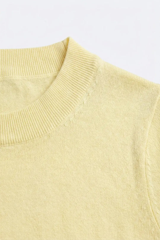 yellow turtleneck sweater with fitted short sleeves - YELLOW / ONE - Sweaters