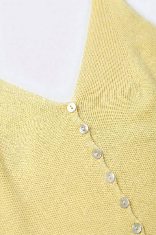 Knit Buttoned Crop Top in yellow color - YELLOW / ONE - Sweaters