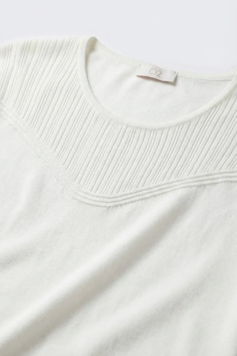 white Knit Short Sleeve sweater with Textured Detail - WHITE / ONE - Sweaters