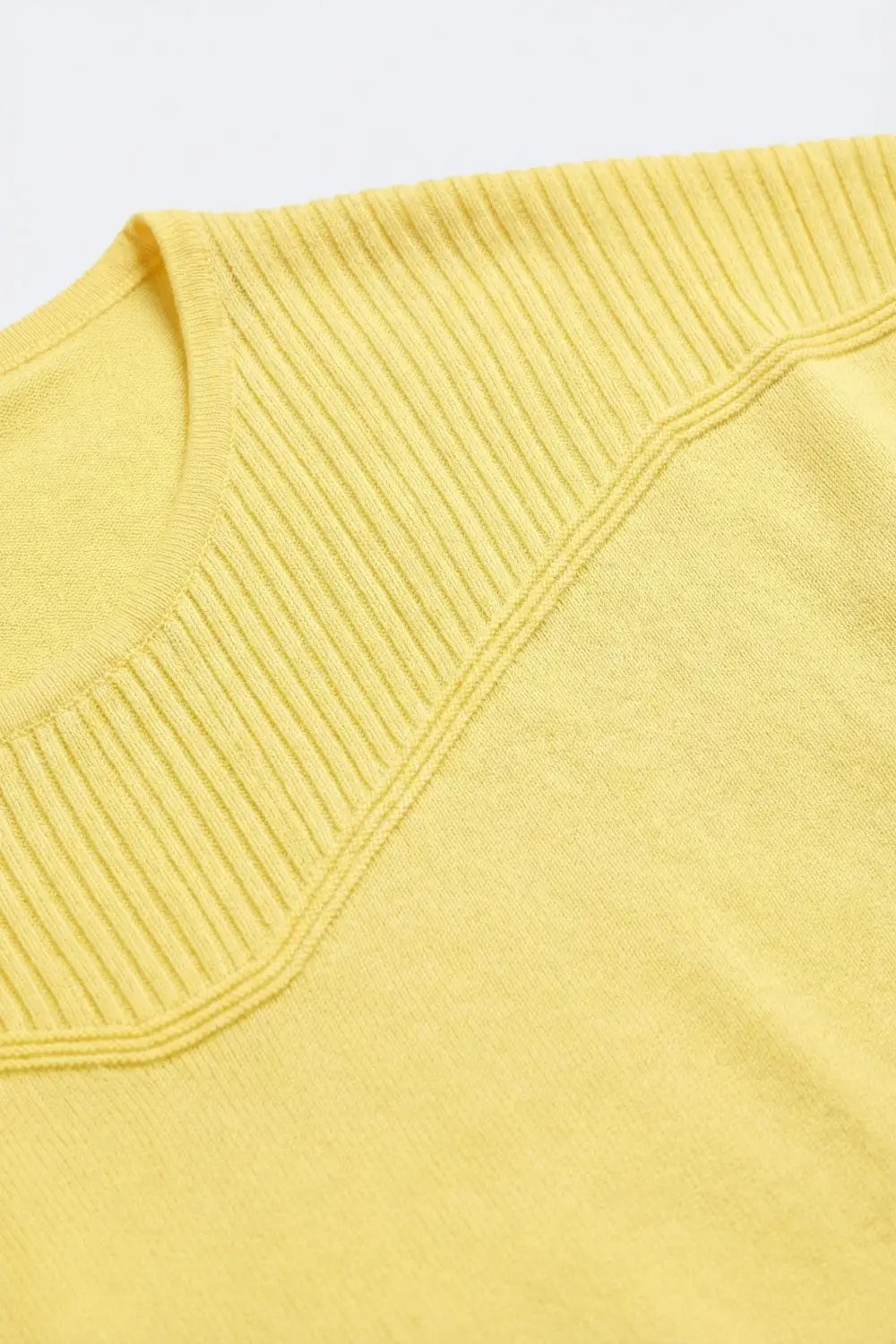 Yellow Short Sleeve Knit sweater with Ribbed Detail - YELLOW / ONE - Sweaters