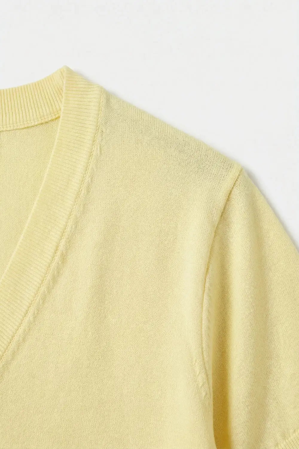 Fine Lightweight Knit Sweater with Wide V-Neck in Yellow - YELLOW / ONE - Sweaters